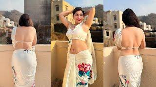 Ultra Low Waist Chiffon Saree With Backless White Blouse | Saree Draping | Draping Style #saree