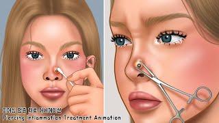 ASMR Remove unmanaged piercing pus | Squeeze nose acne