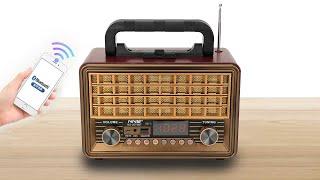 NNS 2021 Classic Radio FM NS-2075BT wooden casing radio retro fm am sw video Bluetooth Radio Speaker