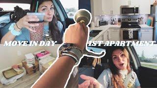 First Apartment: MOVE IN DAY VLOG!! [driving, grocery shopping, unpacking and tears]