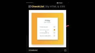 Project : Checklist Using HTML & CSS #shorts #codebustler