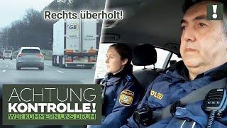 "Volle Lotte RECHTS überholt!"  PKW an Polizei vorbeigebraust! | Achtung Kontrolle