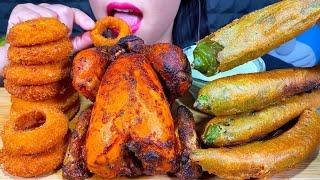 ASMR WHOLE ROAST CHICKEN, ONION RINGS, MIRCHI PAKORA MUKBANG MASSIVE Eating Sounds