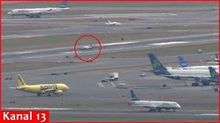 Plane lands safely at US, Boston's Logan airport with just one wheel deployed