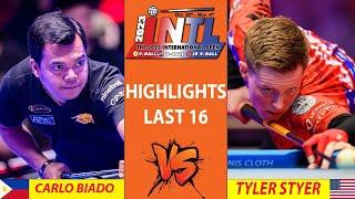 HIGHLIGHTS LAST 16 | Carlo Biado vs Tyler Styer| The International 9-Ball Open