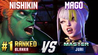 SF6 ▰ NISHIKIN (#1 Ranked Blanka) vs MAGO (Juri) ▰ High Level Gameplay