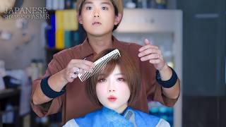 ASMR Cutting quickly. Cut a cute girl's hair short/good sleep asmr haircut