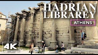 The Library of Hadrian Athens Walking Tour2022 | 4K Greece Virtual Travel Tour with City Sounds