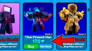 Getting Titan Firework Man With Only 170 Gems!!!  (Roblox) | Toilet Tower Defense