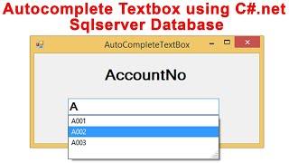 Autocomplete Textbox using C#.net Sqlserver Database