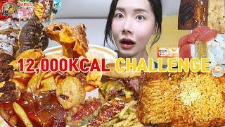 Mukbang vlog) 10,000kcal challenge (Spicy Rice Cake with Mala Sauce, Yoajung, cheese Burger)