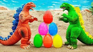 T-rex dinosaur, crocodile steal Godzilla's eggs - Animal Toy for kids | ToyTV khủng long