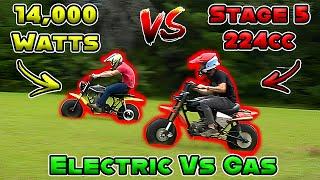 14,000 Watt Electric Mini Bike Vs 224cc Stage 5 Gas Mini Bike