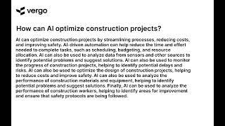 AI for Construction Optimization