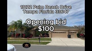 18122 Palm Beach Drive, Tampa Florida 33647  is going to auction, opening bid $100