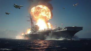 Quick response! Russia sinks the largest US aircraft carrier carrying 980 trucks of ammunition.