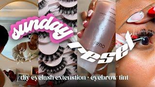 SUNDAY RESET MAINTENANCE FT. DOSSIER | DIY LASHES + EYEBROW TINT  | CRYSTAL CHANEL