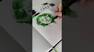 3 green markers into a portrait #art #artchallenge #drawing #sketch #markers