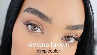 NIRVANA BROWN Try-On & Review! NEW   Dimple Color Natural Color Contacts For Brown Eyes