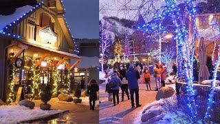 Christmas Village and Lights at Blue Mountain Ontario Canada Holiday Magic Winter Holliday Lights 4K