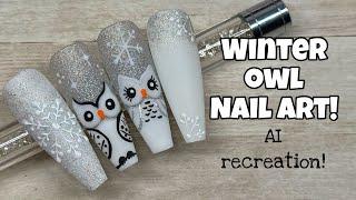 Winter Owl Nail Art | AI Recreation!!