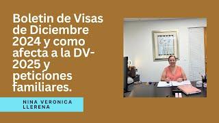 Boletín de Visas Diciembre 2024 y como afecta la Dv-2025 y peticiones familiares.