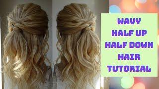 wavy half up half down hair tutorial