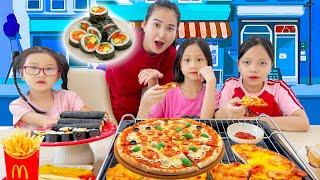 Changcady mời bạn của em Cam tới nhà, trổ tài làm món cơm cuộn, pizza hải hản thơm ngon