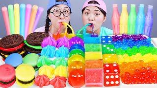 ASMR RAINBOW DESSERT FROZEN NIK-L-NIP COLOR ICE CREAM MUKBANG 무지개 디저트 먹방 DONA 도나