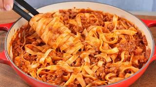 I have never eaten such delicious pasta! The famous Italian recipe Bolognese!