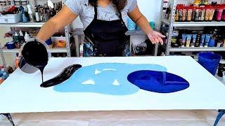 WHOA!! Huge Blue Swipe - Part 2 of "BIG BLUE" - Acrylic Pouring