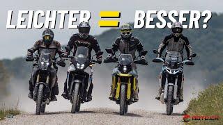 Honda Transalp und Suzuki V-Strom 800DE vs. Aprilia Tuareg 660 und Yamaha Ténéré 700