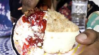 ASMR | STRAWBERRY CHEESECAKE VS APPLE CRUMB CHEESECAKE | EATING SOUND | NO TALKING | BLU ASMR |