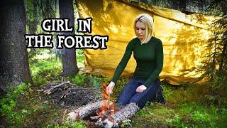 WILD CAMPING | Fire Prepping, Tarp Shelter | OUTDOOR COOKING Sausages, Bacon and Rice