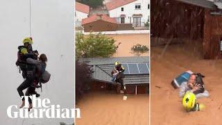 Woman and dog rescued from Valencia home during Spanish floods