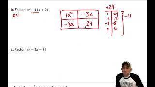 Alg1H 11.4 Factoring Quadratics