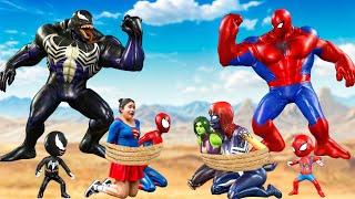 Rescue SUPERHERO Family TEAM SPIDERMAN vs TEAM HULK, SUPER-GIRL, SUPERMAN | LIVE ACTION STORY