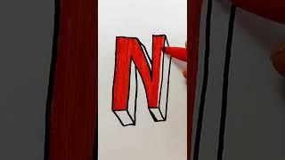 How to Draw Letter N 3D #writing