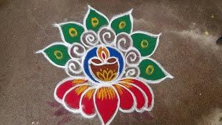 மார்கழி மாதம் விளக்கு கோலம் சூப்பர் flower design 🪔🪔🪔🪔