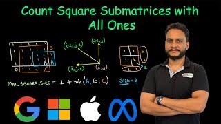 Count Square Submatrices with All Ones | Dynamic Programming | Leetcode 1277