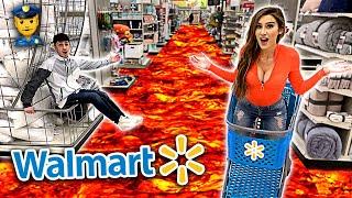 FLOOR IS LAVA CHALLENGE IN WALMART! (we got banned) ft. Molly Eskam