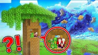 EPIC TSUNAMI vs. Mikey Family & JJ Family TREE Bunker - Minecraft (Maizen)