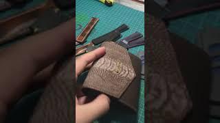 Custom made brown stonewashed ostrich leg skin wallet