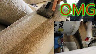 UNBELIEVABLE AMOUNT OF SOIL REMOVED ON THIS FLOOR MODEL SOFA!! Upholstery cleaning Palm Harbor FL.