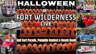 LIVE: FORT WILDERNESS HALLOWEEN! Golf Cart Parade, Beach Bash & ALL THE DECORATIONS!  #disneyworld