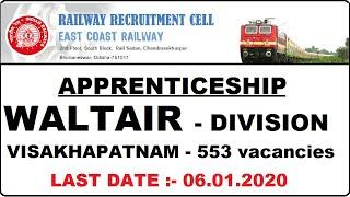 RRC WALTAIR DIVISION(VIZAG) Apprenticeship Notification || East coast railway ||