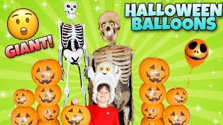 Giant Skeleton BALLOON Air Walker & Halloween Pumpkin LED Balloons Inflating with Helium