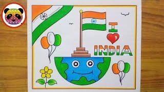 Independence Day Drawing / Independence Day Drawing Easy Step By Step / Independence Day Poster