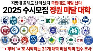 2025 수시 모집 정원 미달 대학에 대해 알아보자! (ㄱ부터 ㄹ까지)