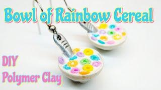 Polymer Clay Bowl of Cereal : Rainbow Cereal : Miniature Food Jewelry by Andisa Charms